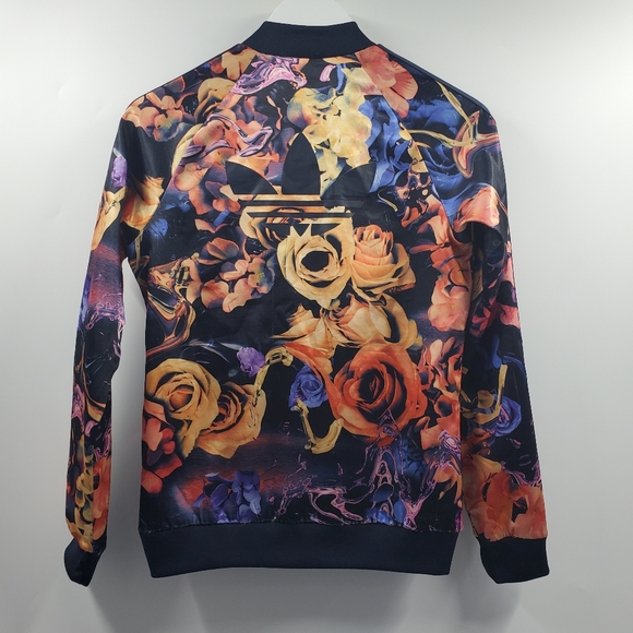 Adidas Originals J Rose Track Bomber Jacket Floral Logo Multicolor Full Zip Boho - Picture 4 of 6